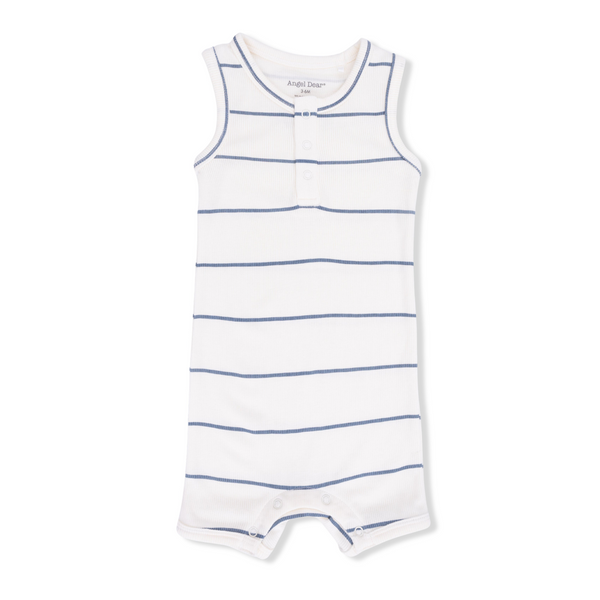 Henley Shortie Romper (Vintage Stripe)