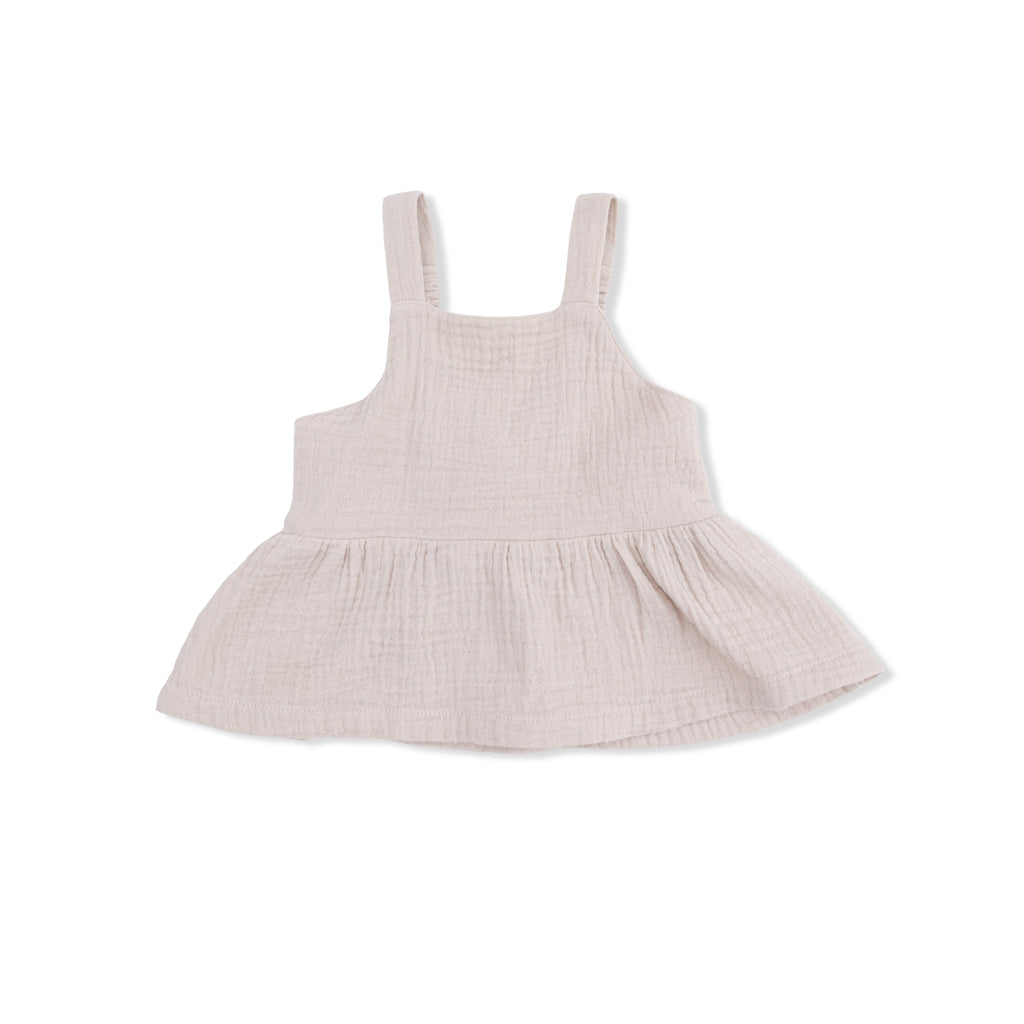 Peplum Tank with Smocked Back (Solid Muslin French Oak)