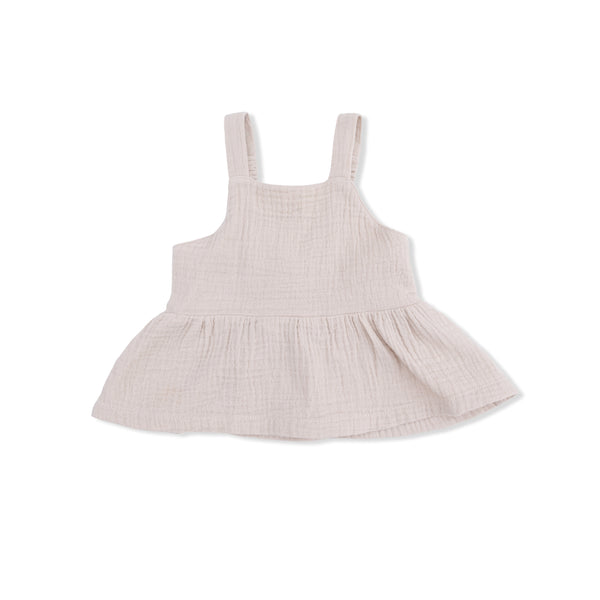 Peplum Tank with Smocked Back (Solid Muslin French Oak)