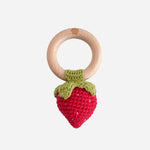 Teether Crochet Rattle Toy (Strawberry)