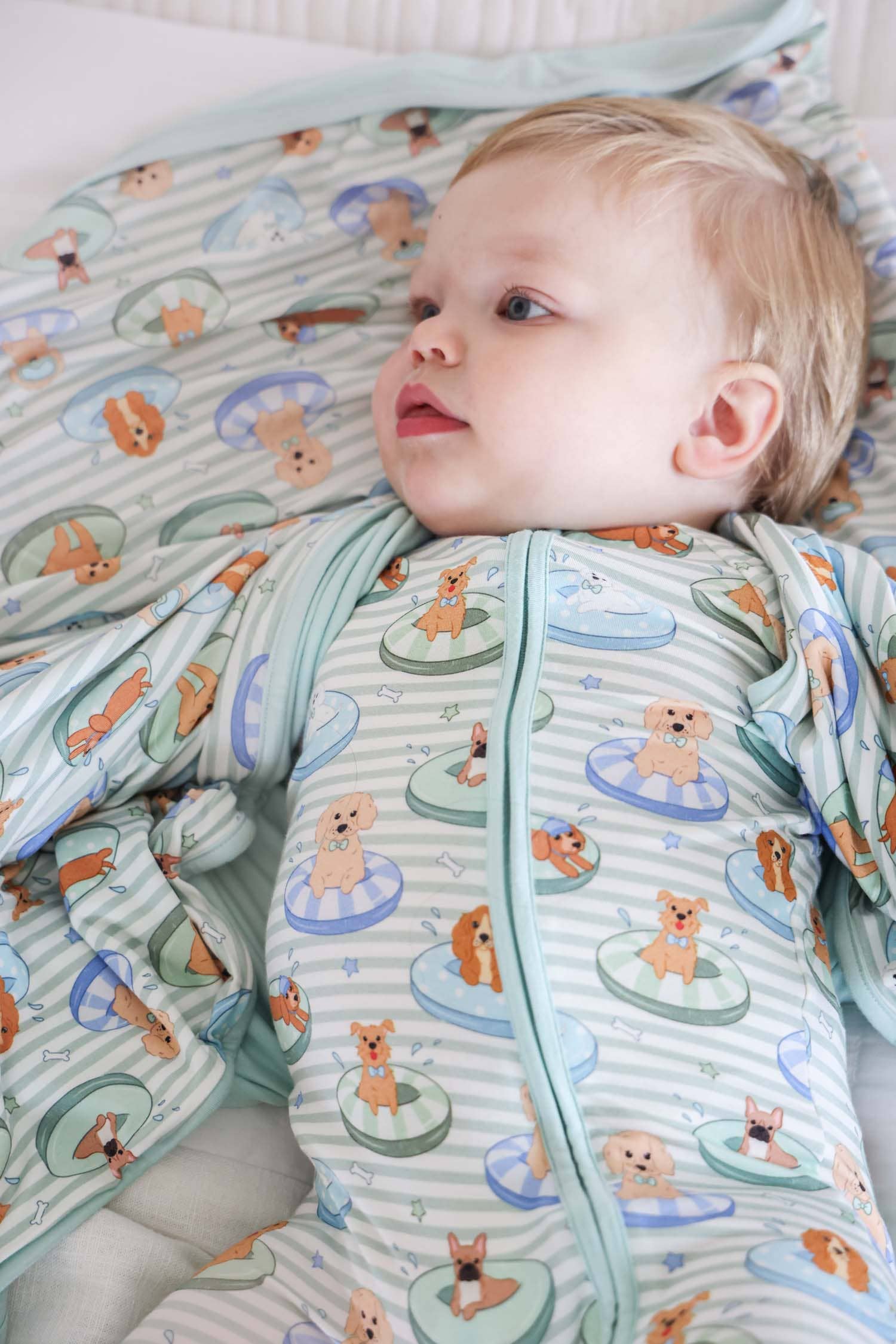 Convertible Zip Romper (Poolside Pups Blue)