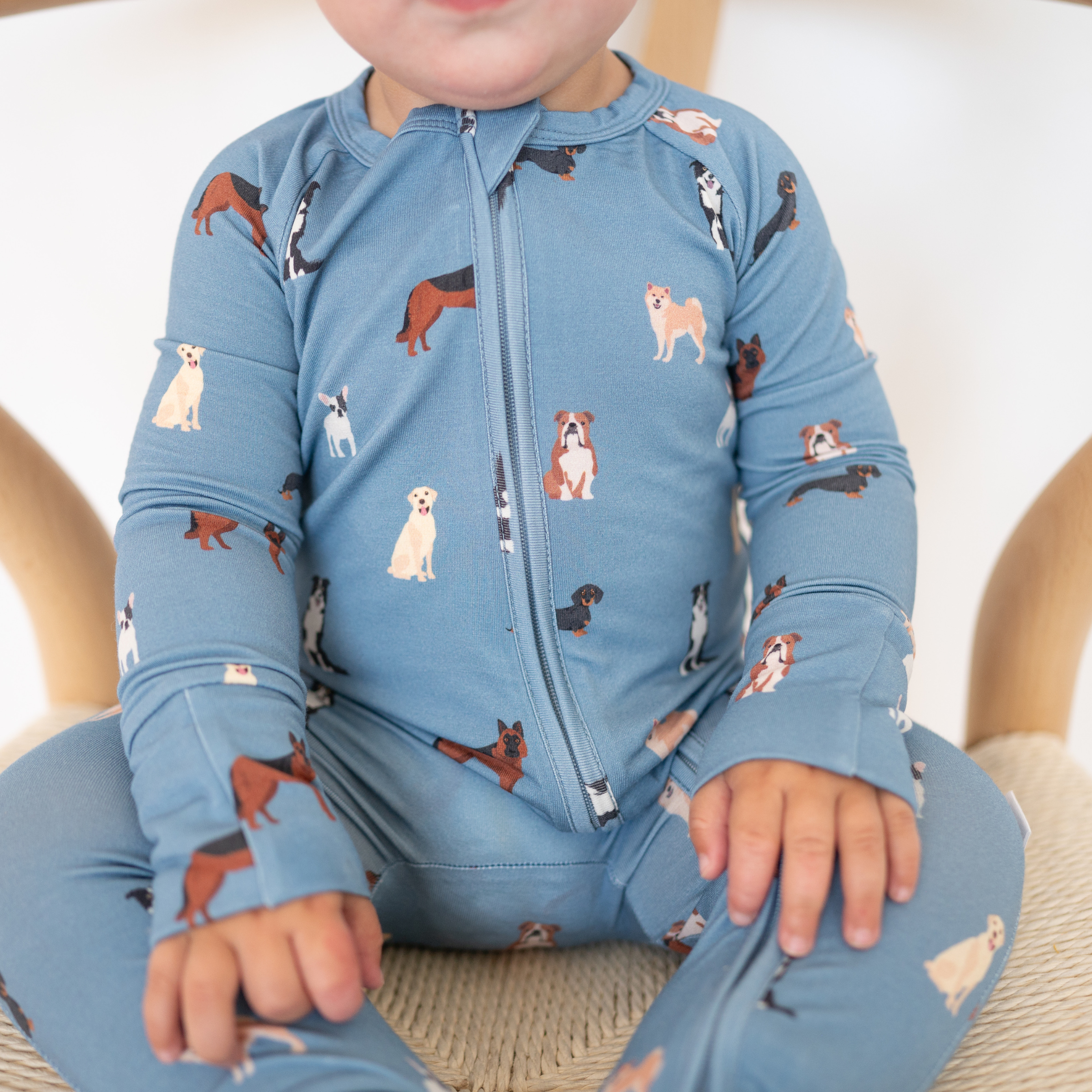 Bamboo Zip Convertible Romper (Blue Dogs)