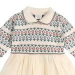Dahlia Floral Jacquard Knit Baby Tutu Dress (Ecru)
