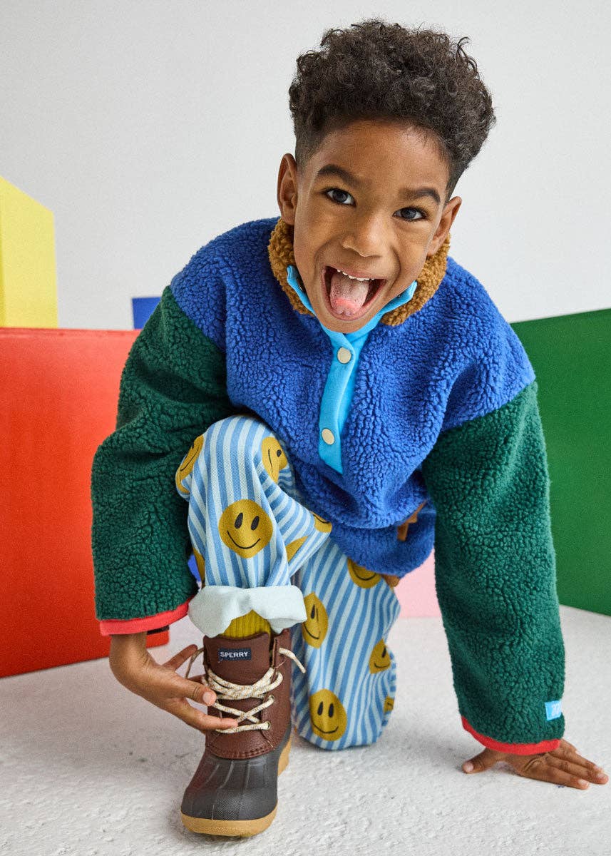 Color Block Fleece Pullover (Blue)