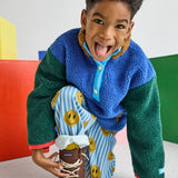 Color Block Fleece Pullover (Blue)