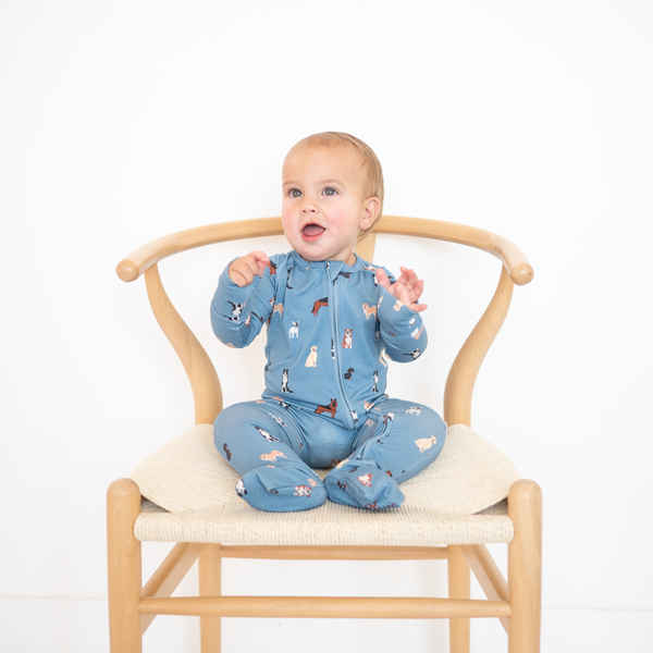 Bamboo Zip Convertible Romper (Blue Dogs)