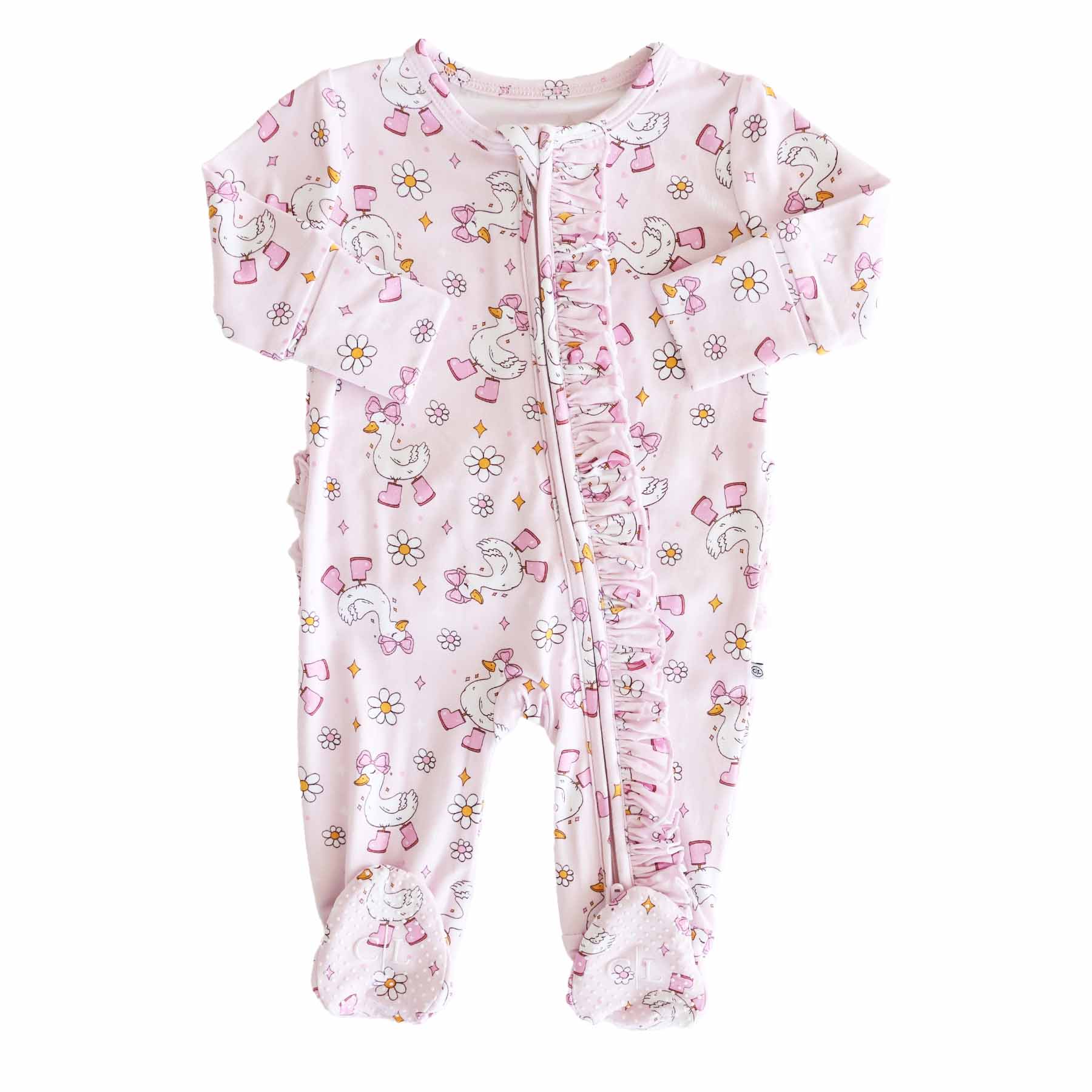 Ruffle Zipper Footie (Silly Goose)