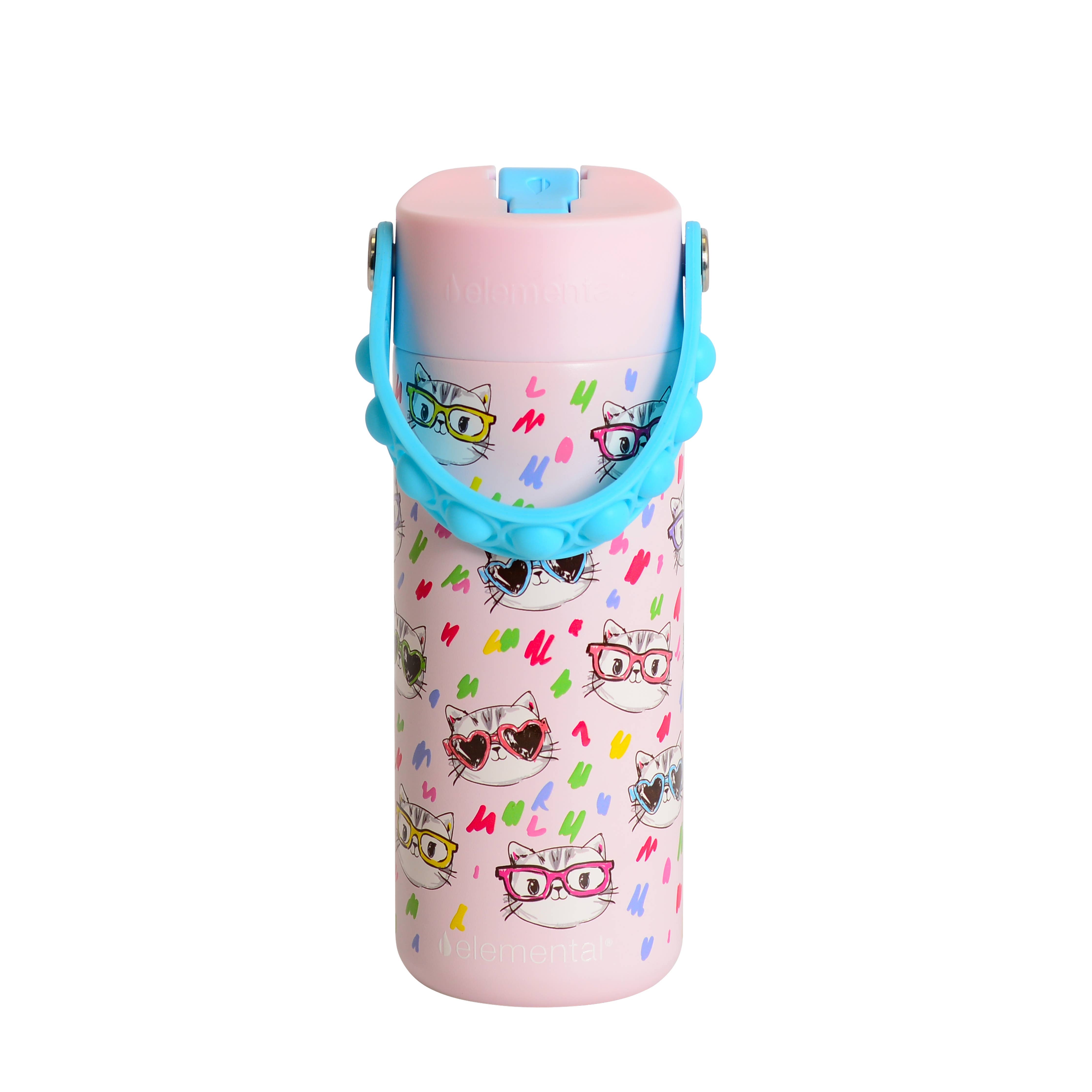 18oz Fidget Handle Stainless Bottle (Stylish Cat)