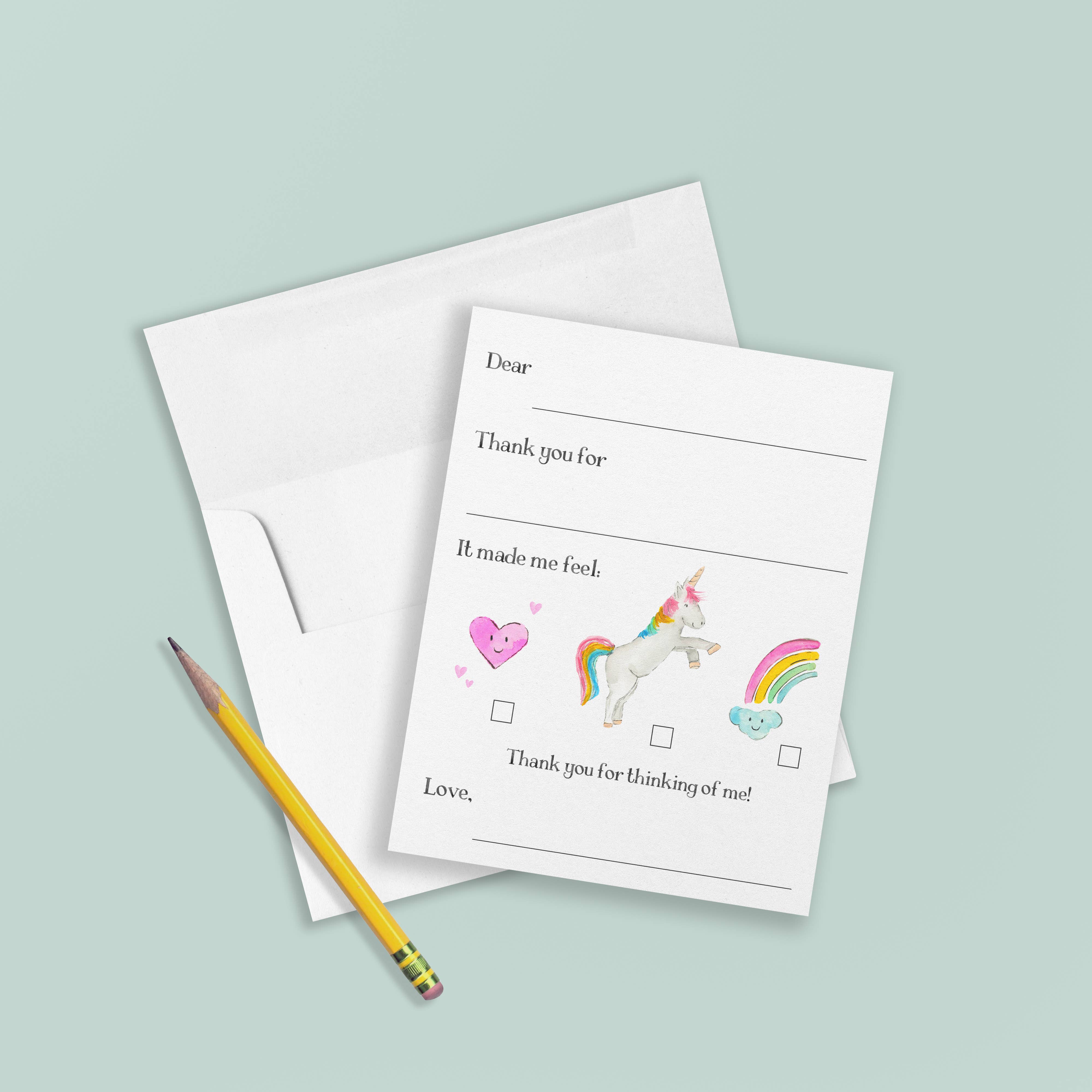 Kids Stationery Box Set - Fill in Rainbow Themed Thank Yous
