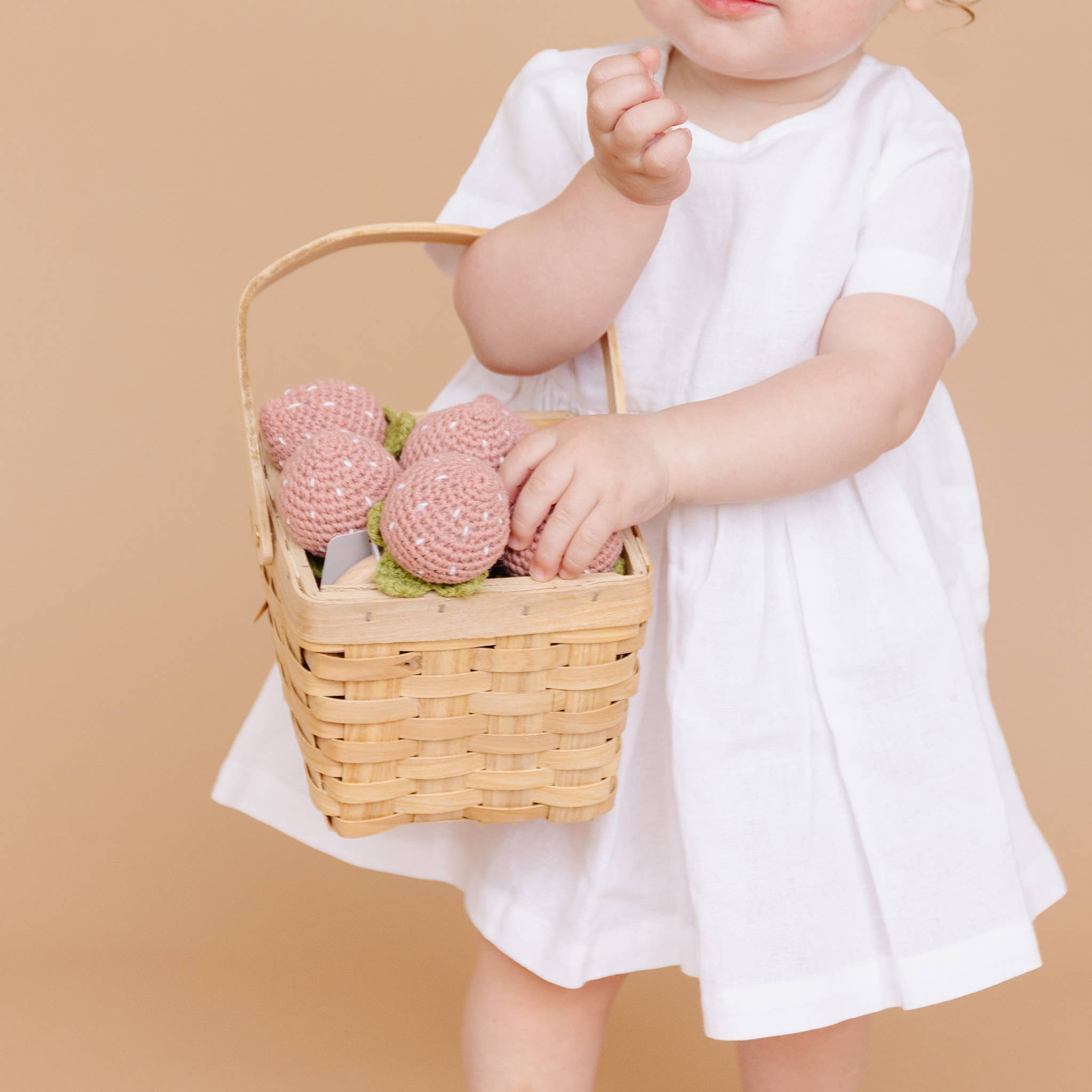 Teether Crochet Rattle Toy (Strawberry Pink)