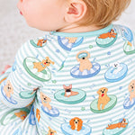 Convertible Zip Romper (Poolside Pups Blue)