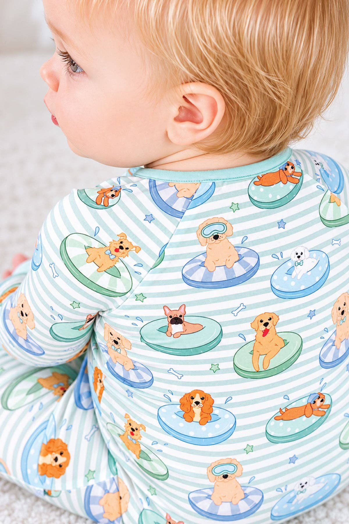 Convertible Zip Romper (Poolside Pups Blue)