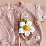 Teether Crochet Rattle Toy (White Flower)