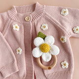 Teether Crochet Rattle Toy (White Flower)