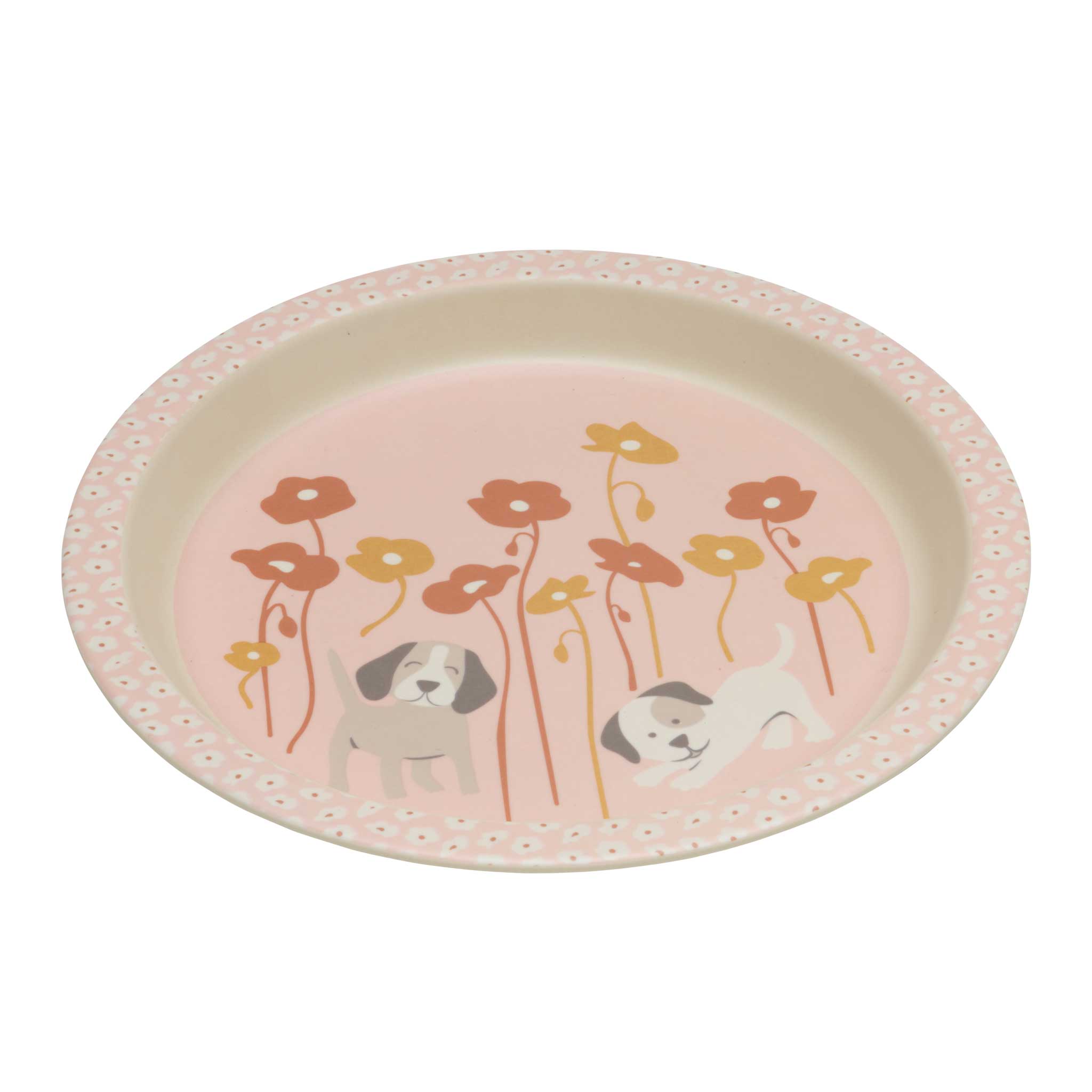 Bamboo Mini Plate (Puppies & Poppies)