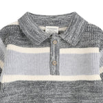 Rugby Stripe Polo Knit Baby Pullover & Pants Set (Charcoal)