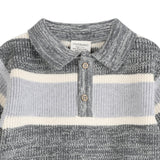 Rugby Stripe Polo Knit Baby Pullover & Pants Set (Charcoal)