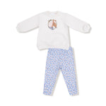 Country Calico Oversized Puff Sleeve Sweatshirt and Legging (Blue/Pink)
