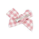 2 Pack Hair Bow Clips (Rose Pink Plaid)