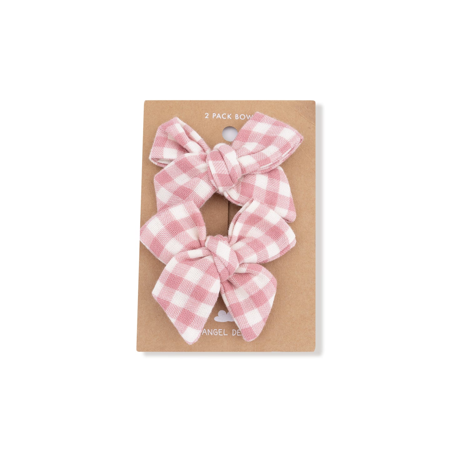 2 Pack Hair Bow Clips (Rose Pink Plaid)