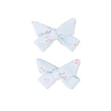 2 Pack Bow Clips (Tiny Cherry Stripe)