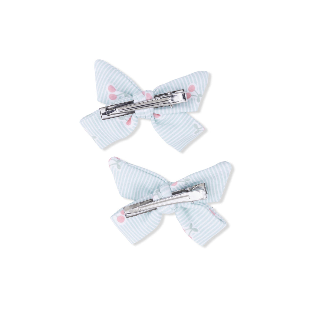 2 Pack Bow Clips (Tiny Cherry Stripe)