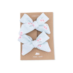 2 Pack Bow Clips (Tiny Cherry Stripe)
