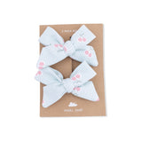 2 Pack Bow Clips (Tiny Cherry Stripe)