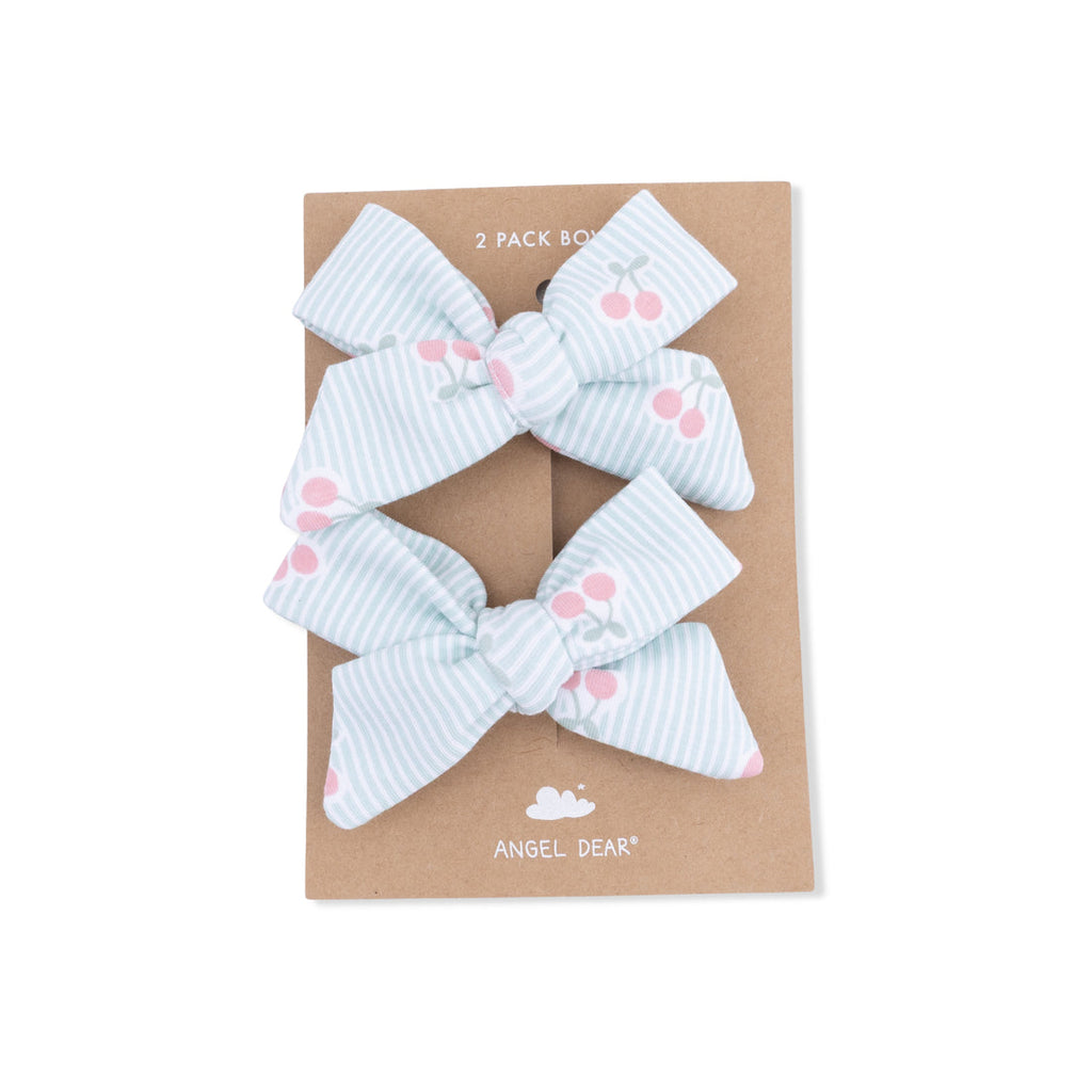 2 Pack Bow Clips (Tiny Cherry Stripe)