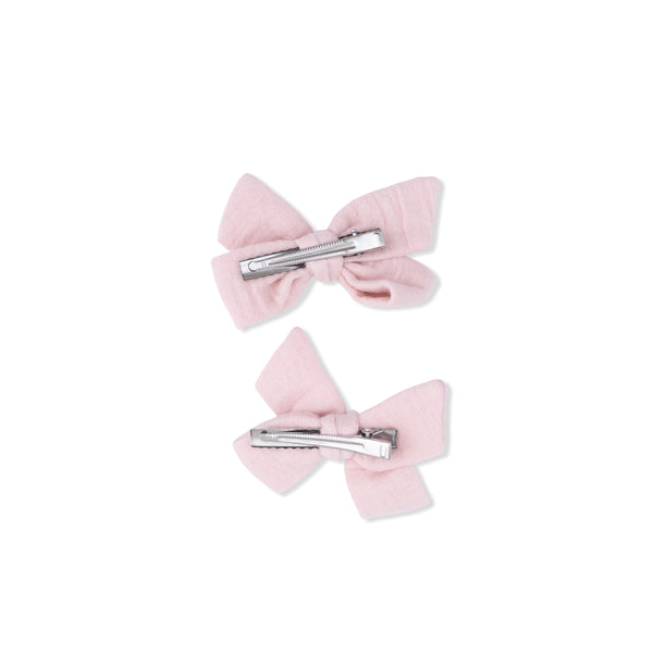 2 Pack Bow Clips (Solid Muslin Lotus)