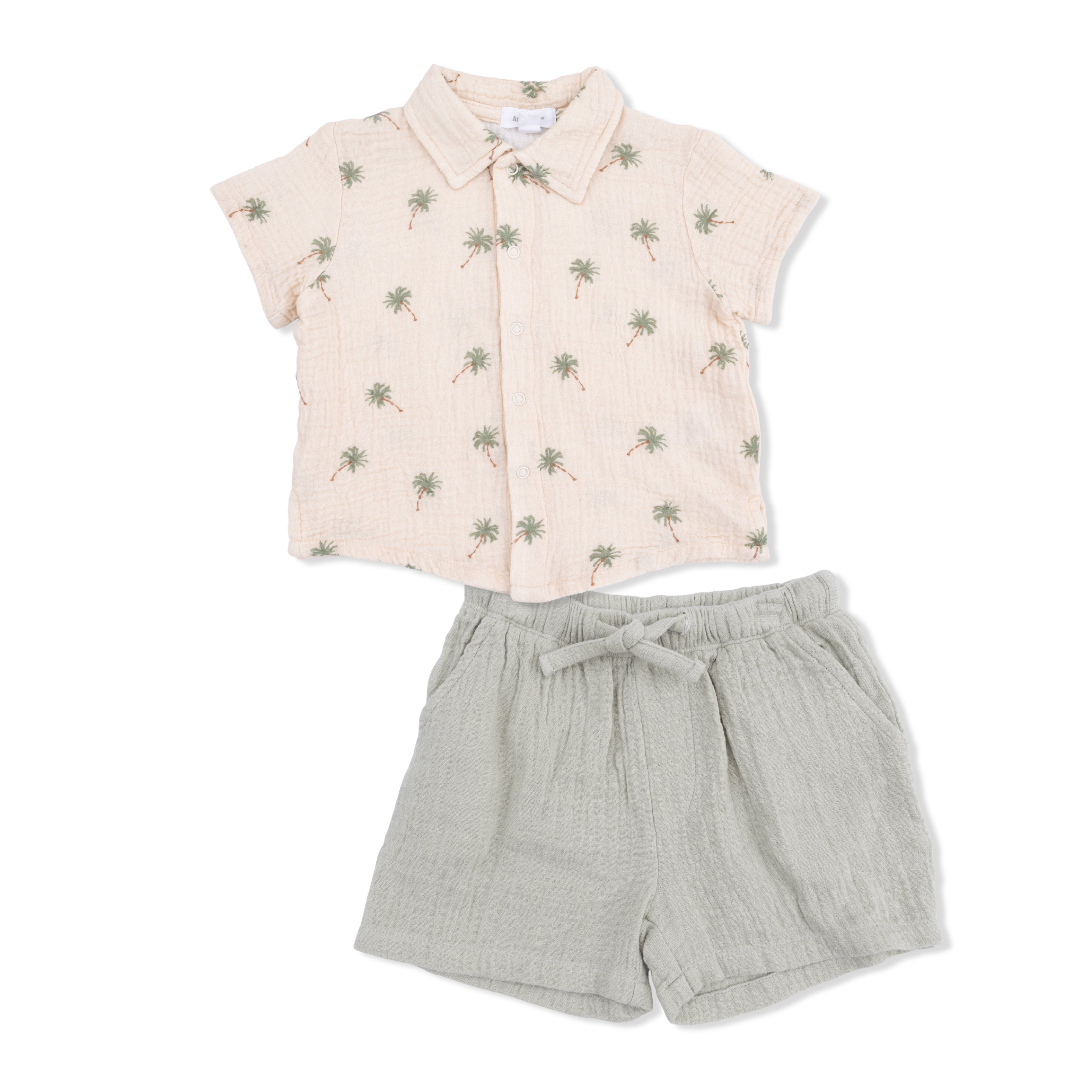 Polo Button Up with Casual Short (Palm Trees)
