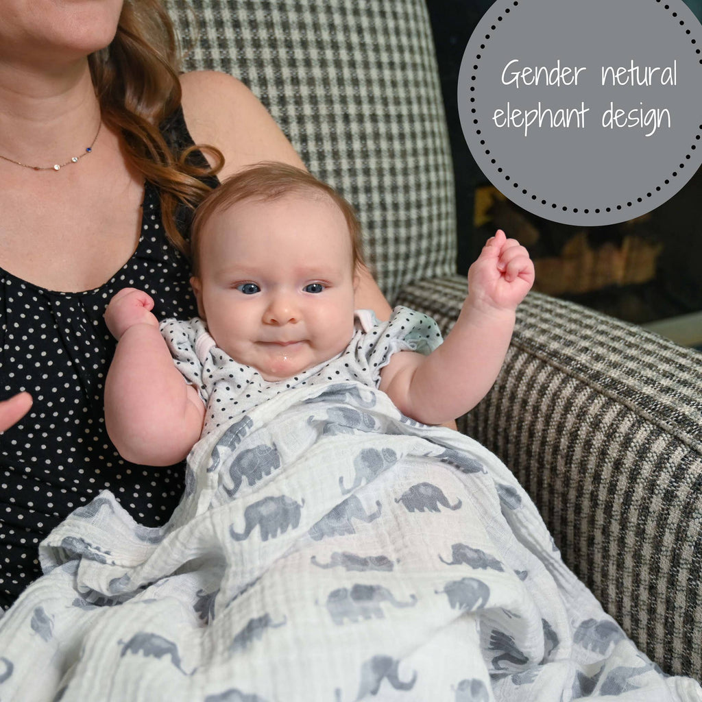 Muslin Swaddle Blanket (Elephantastic)