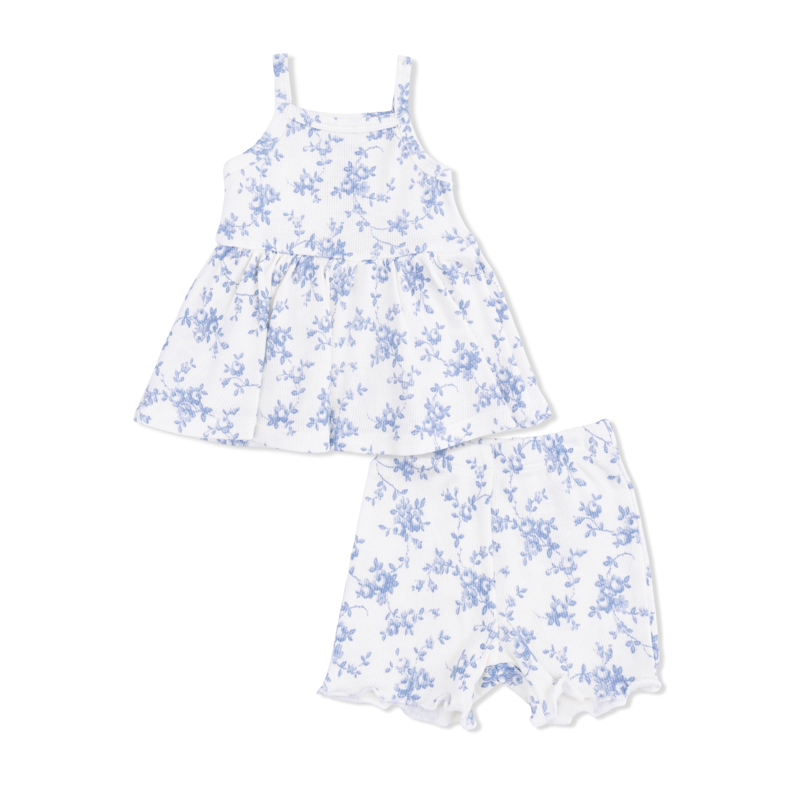 Peplum Tank and Bike Short (Baby Blue Vines Floral)