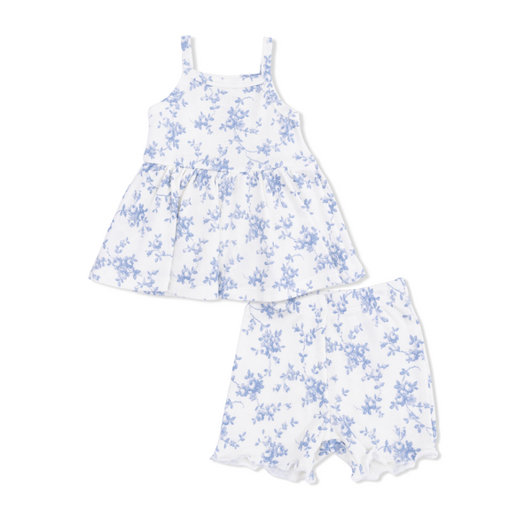 Peplum Tank and Bike Short (Baby Blue Vines Floral)