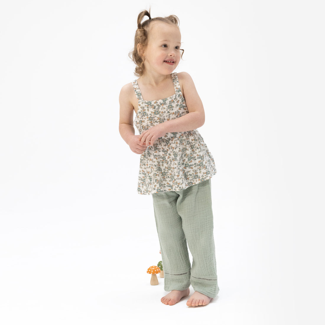 Peplum Tank with Smocked Waist Pant (Camille Floral)