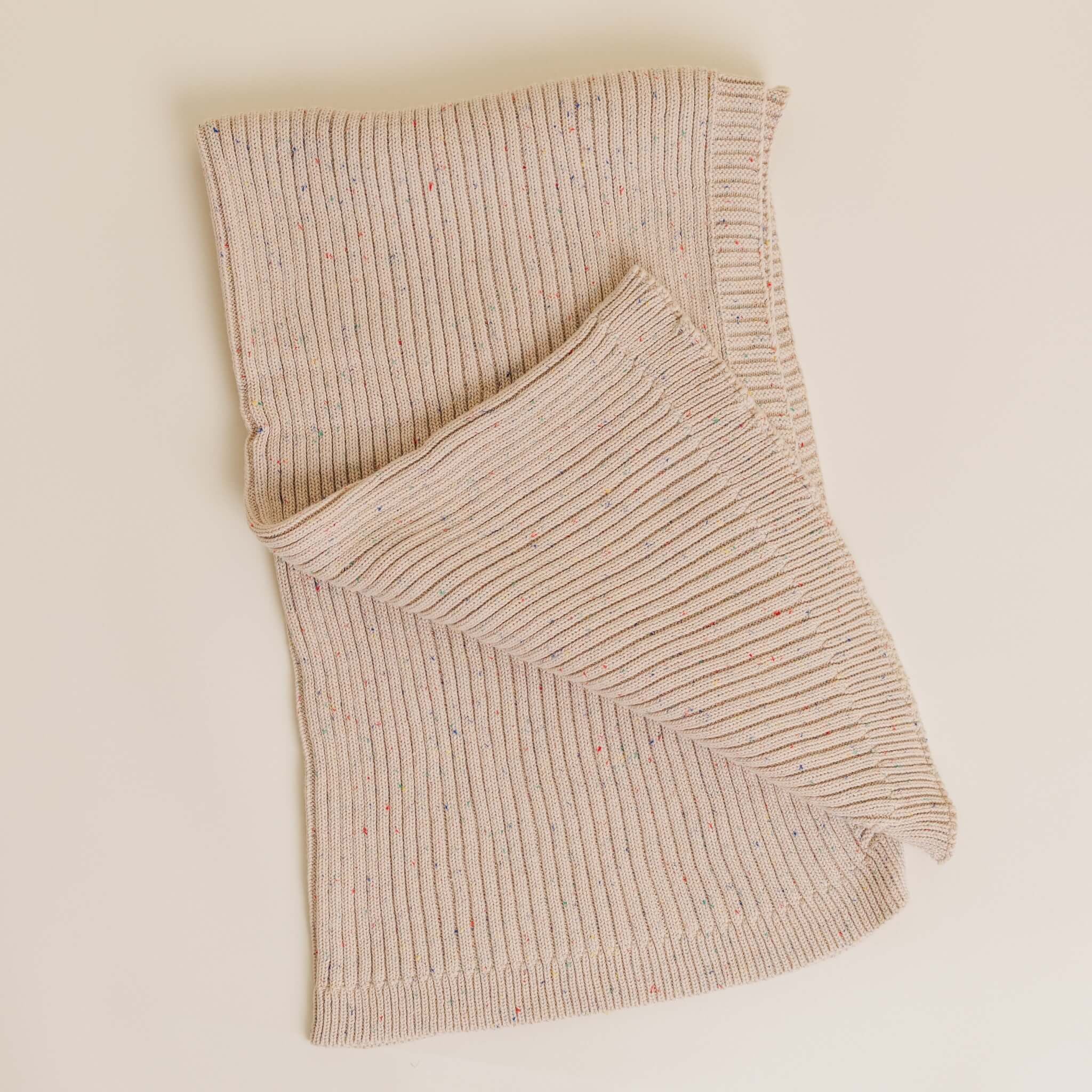 Knit Ribbed Organic Blanket (Hazelnut Sprinkle)