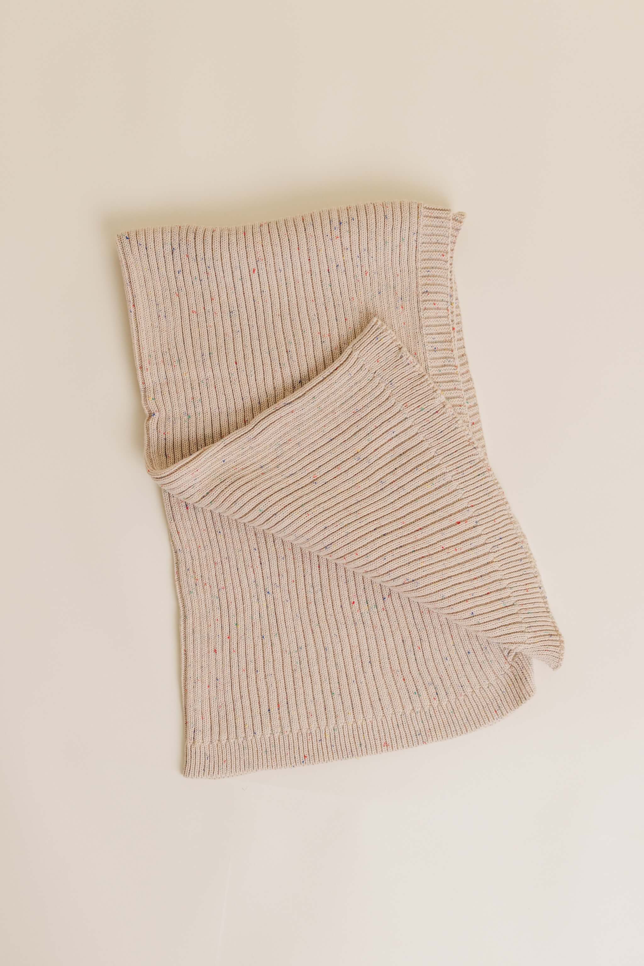 Knit Ribbed Organic Blanket (Hazelnut Sprinkle)