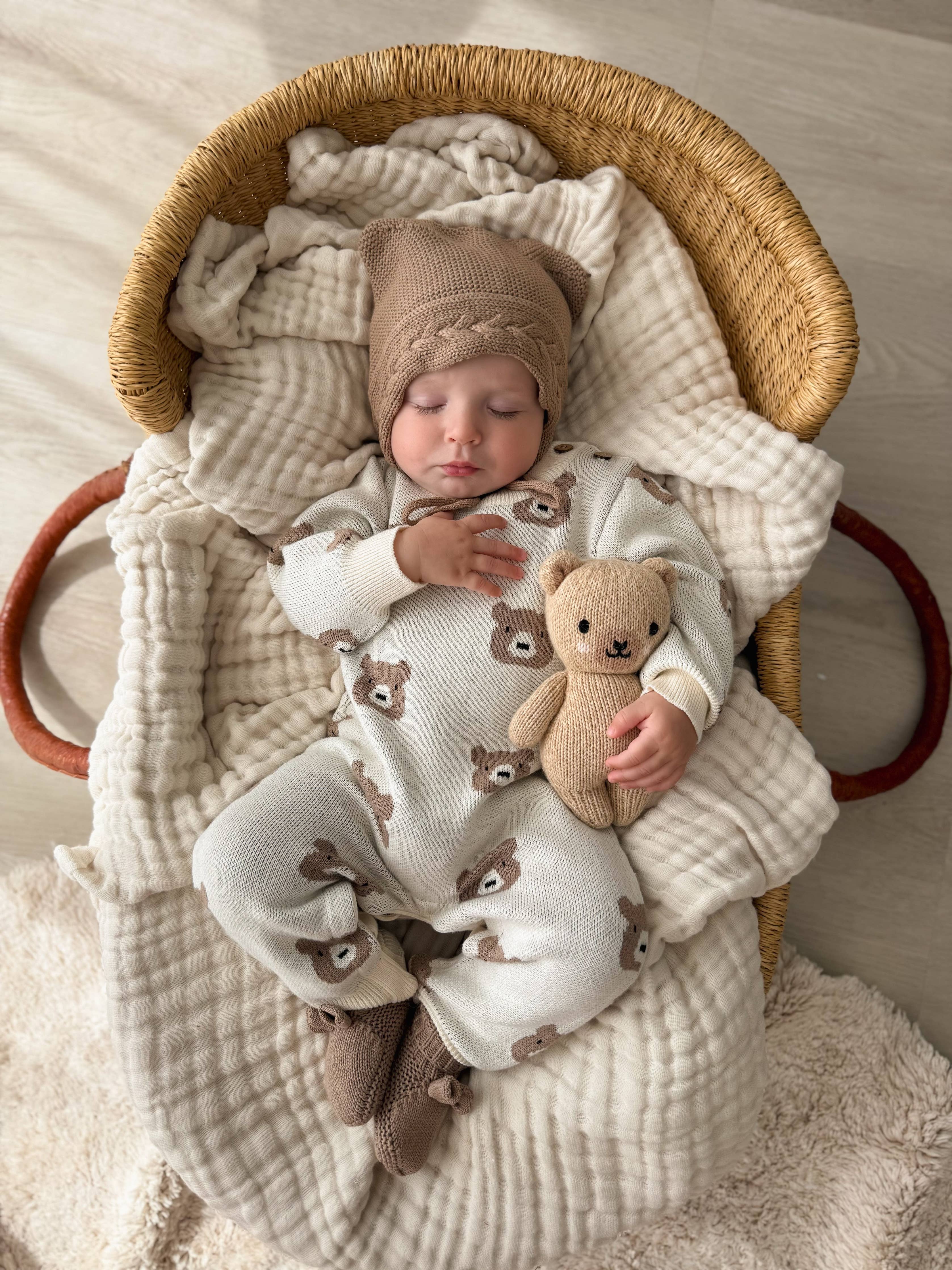 Little Bear Jacquard Jumpsuit (Cream)