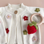Teether Crochet Rattle Toy (Strawberry)