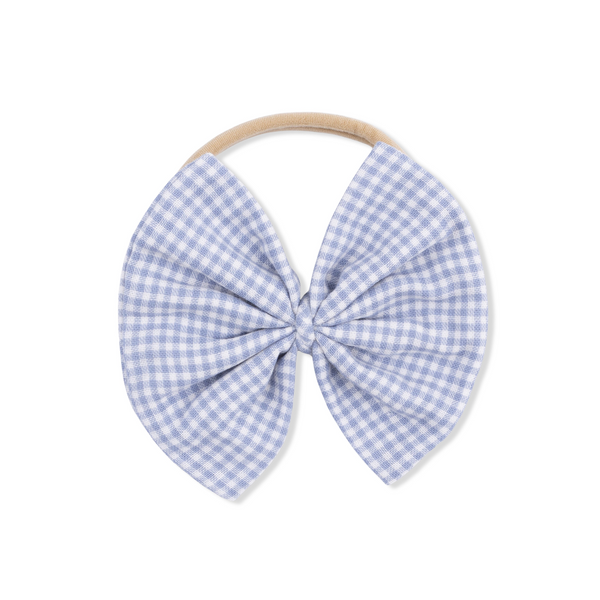 Bow on Headband (Micro Gingham Blue Blizzard)