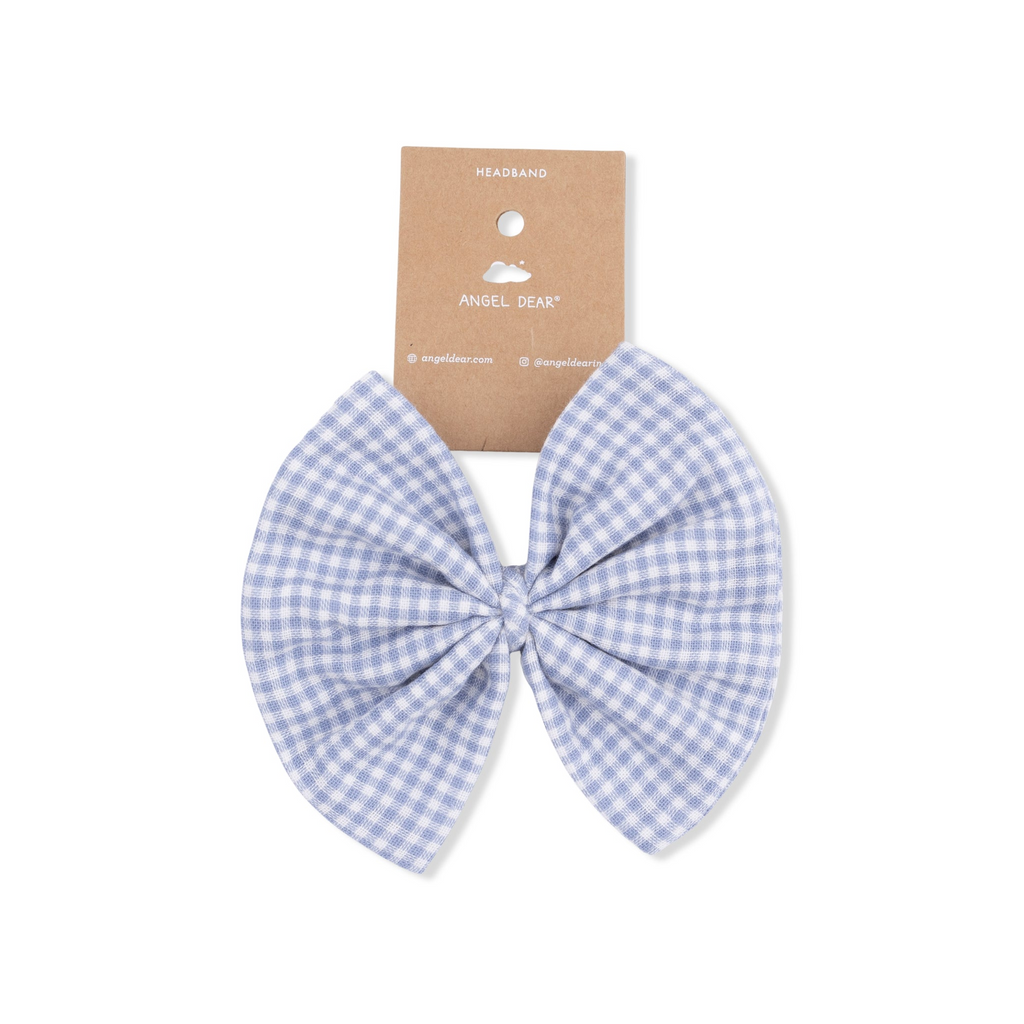 Bow on Headband (Micro Gingham Blue Blizzard)