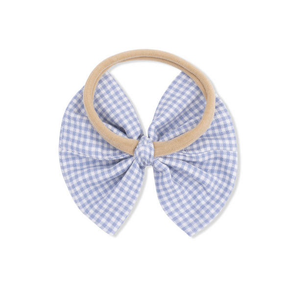 Bow on Headband (Micro Gingham Blue Blizzard)