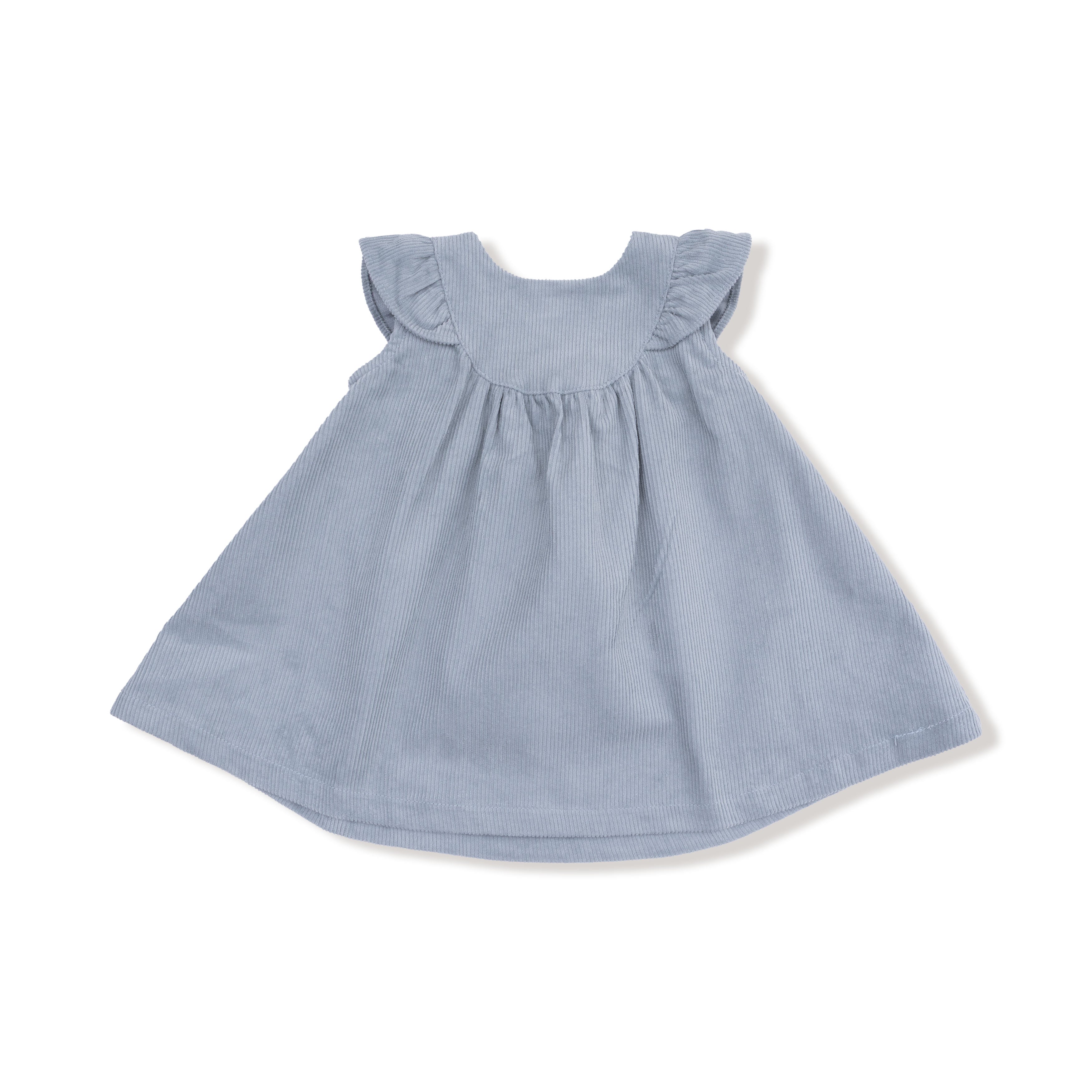 Corduroy Scoop Yoke with Ruffle Dress + Bloomer (Quarry)