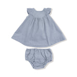 Corduroy Scoop Yoke with Ruffle Dress + Bloomer (Quarry)