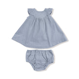 Corduroy Scoop Yoke with Ruffle Dress + Bloomer (Quarry)