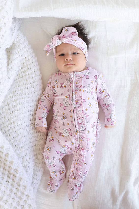 Ruffle Zipper Footie (Silly Goose)
