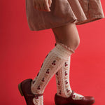 Cerise Knee High Socks (Bows and Cherries)