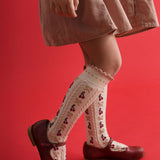 Cerise Knee High Socks (Bows and Cherries)