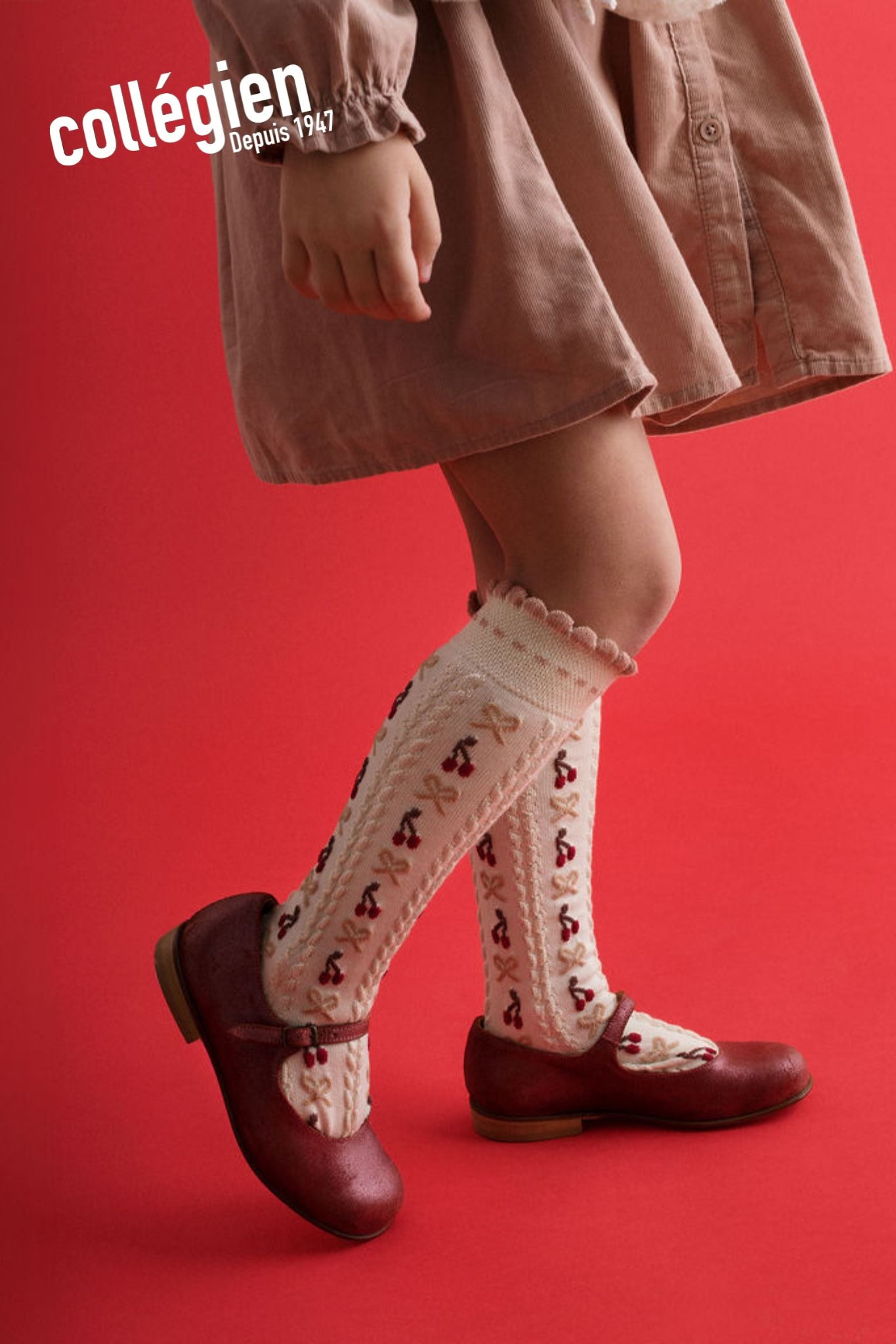 Cerise Knee High Socks (Bows and Cherries)