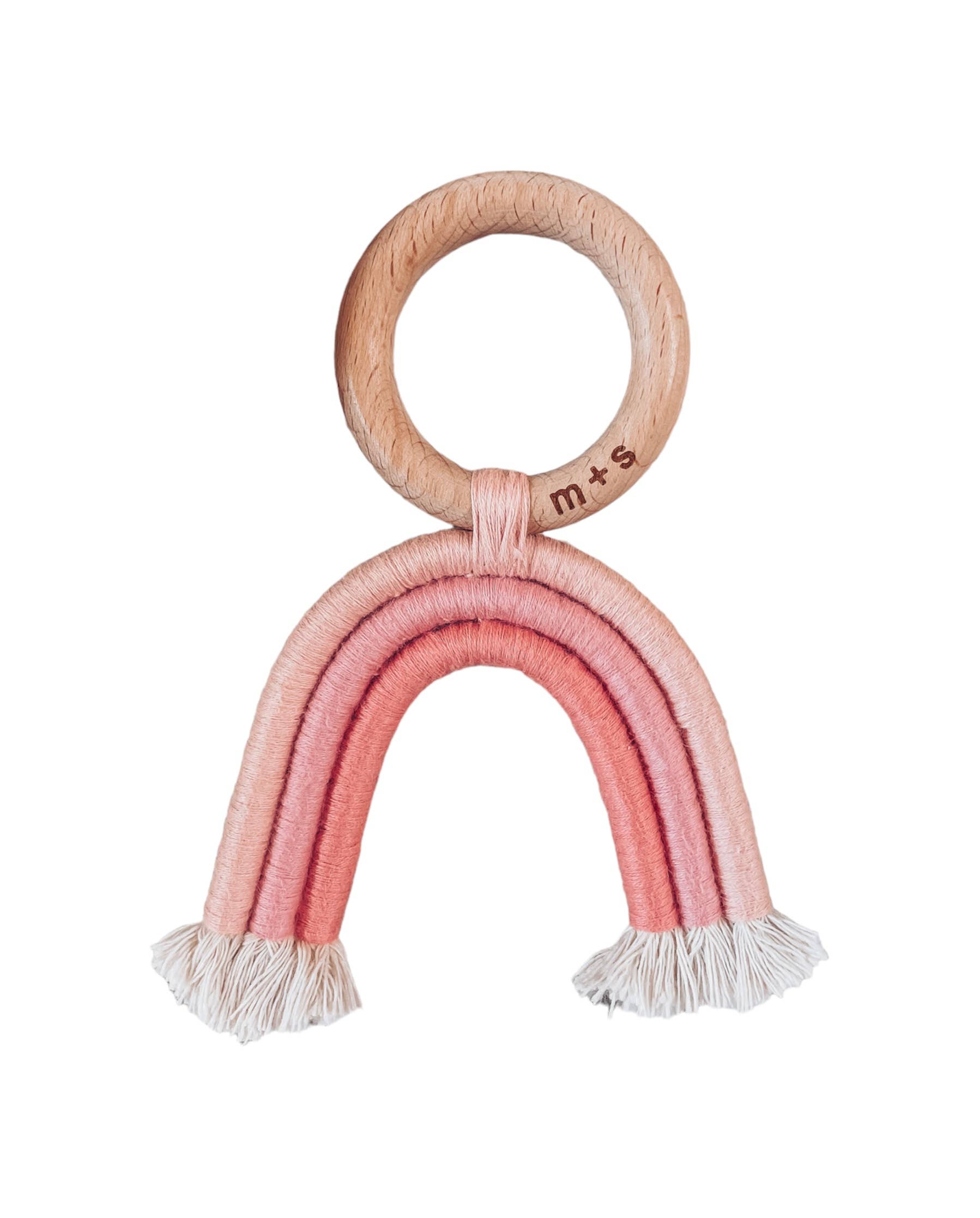 Organic Cotton Rainbow Teether (Pink)